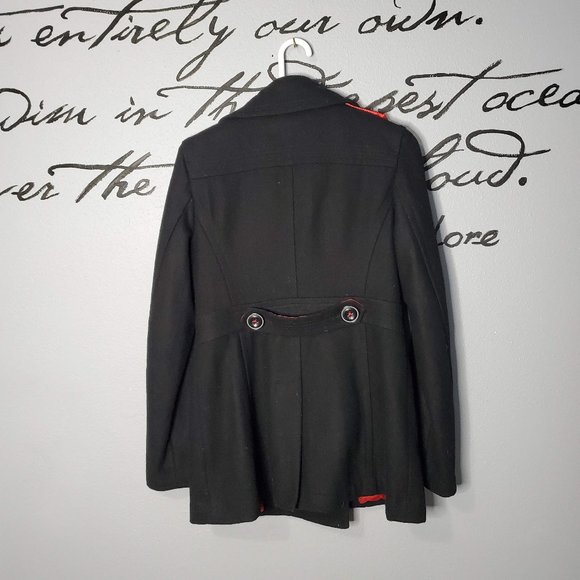 Miss Sixty Black Wool Double Breasted Pea Coat, M - Picture 5 of 9